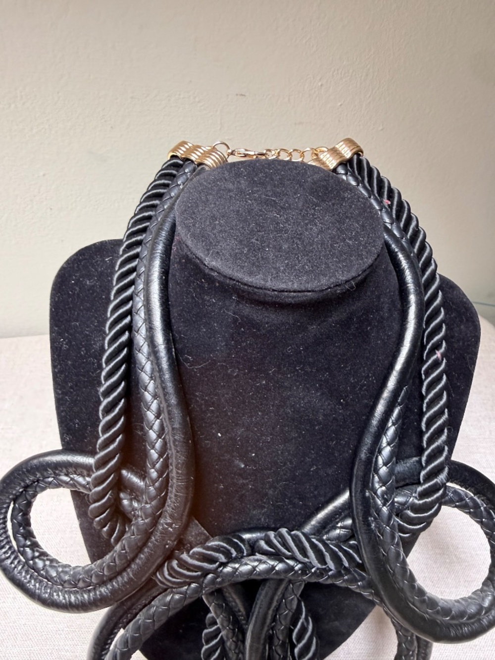 Mika Black Tassel Fringe Bib Statement Necklace - Picture 7 of 9